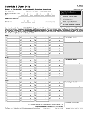 Schedule B (Form 941) Tax Liability Report