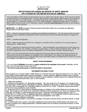 Application for Consular Report of Birth Abroad