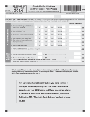 Maine Schedule CP Charitable Contributions and Park Passes