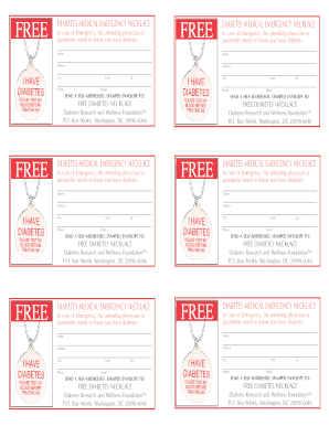 Diabetes Medical Emergency Necklace Request Form