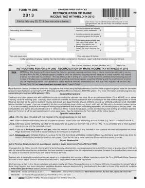 Maine Form W-3ME 2013