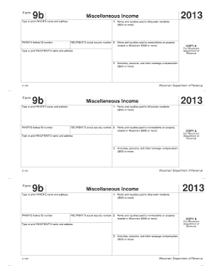 Wisconsin Form 9b Miscellaneous Income 2013