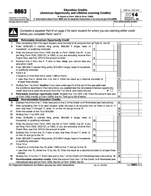 Form 8863 Education Credits