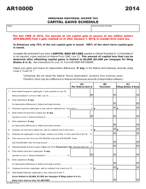 Arkansas Individual Income Tax Capital Gains Schedule