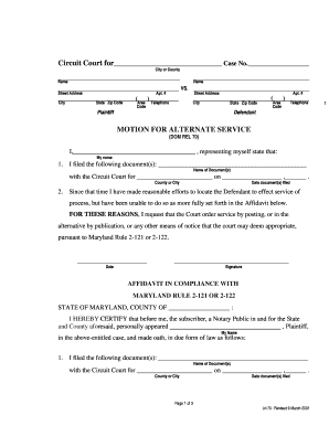 Motion for Alternate Service