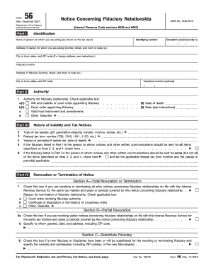 Form 56 Notice Concerning Fiduciary Relationship