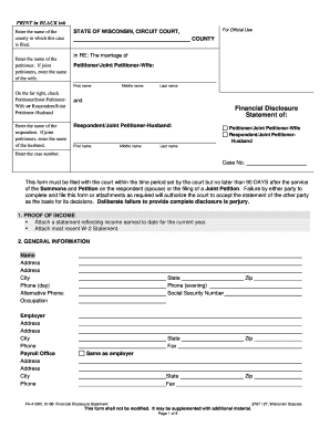 Wisconsin Financial Disclosure Statement