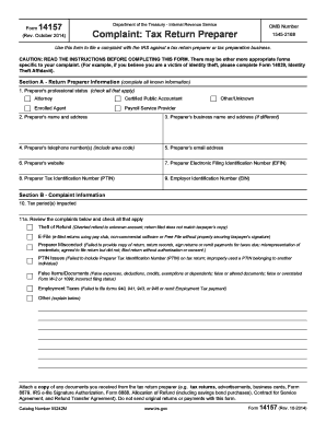 IRS Form 14157 Complaint Tax Return Preparer