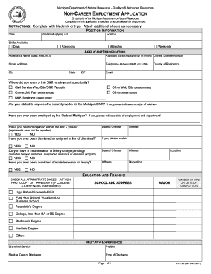 Michigan DNR Non-Career Employment Application