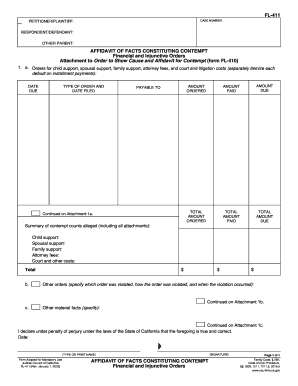 California Affidavit of Facts Constituting Contempt