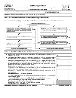 Schedule SE Form 1040 Self-Employment Tax