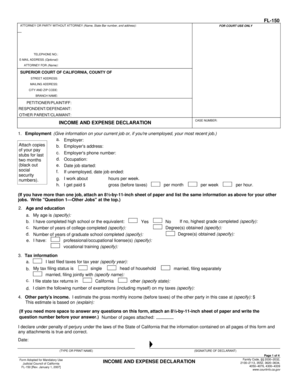 California Income and Expense Declaration Form FL-150