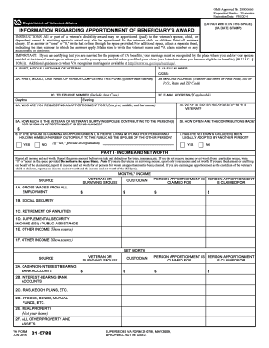 VA Form 21-0788 Apportionment of Beneficiary's Award