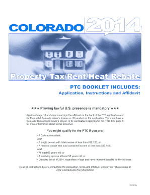 Colorado Property Tax/Rent/Heat Rebate Application
