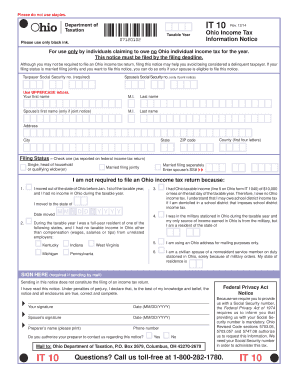 Ohio Income Tax Notice IT 10
