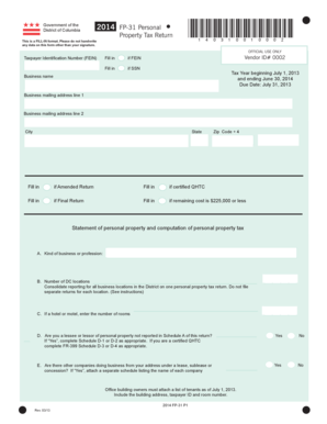 District of Columbia Personal Property Tax Return