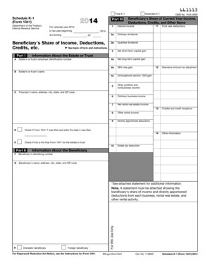 Schedule K-1 (Form 1041) 2014
