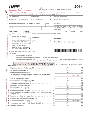 Wisconsin 1NPR Tax Form 2014