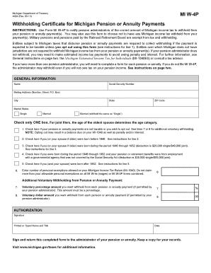 Michigan W-4P Withholding Certificate