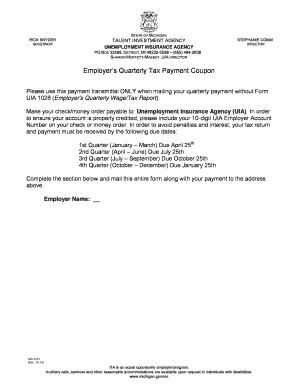 Michigan Employer Quarterly Tax Payment Coupon