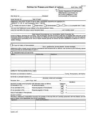 Petition for Probate and Grant of Letters