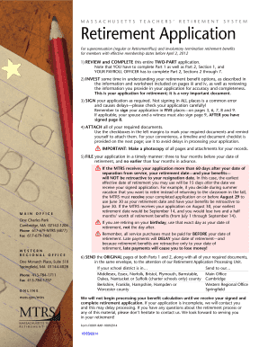 Massachusetts Teacher Retirement Application