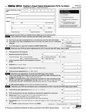 Form 940 2013 Employer's Annual Federal Unemployment Tax Return