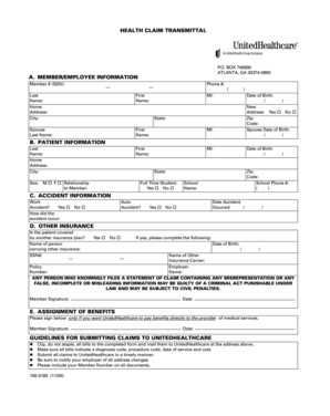 Health Claim Transmittal Form