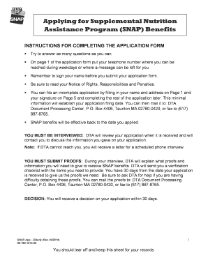 Massachusetts SNAP Application for Elderly