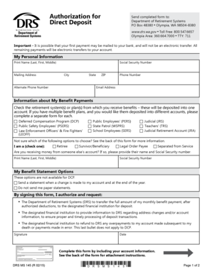 Washington Direct Deposit Authorization Form