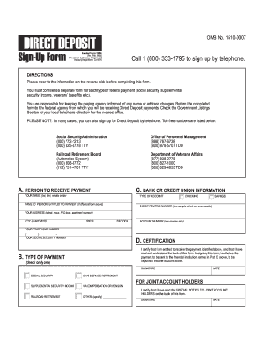 US Federal Direct Deposit Sign-Up Form