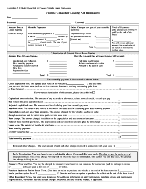 Federal Consumer Leasing Act Disclosures