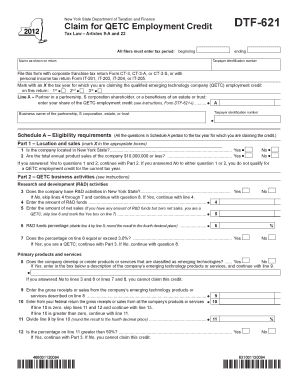 New York QETC Employment Credit Form DTF-621