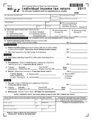 North Dakota Individual Income Tax Return 2011
