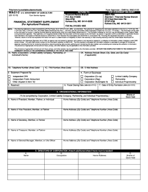 USDA Financial Statement Supplement