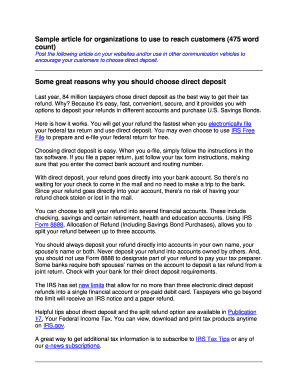 IRS Direct Deposit Article