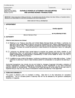 Durable Power of Attorney for Securities