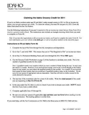 Idaho Grocery Credit Form 40