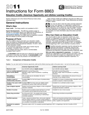 Instructions for Form 8863 (2011)