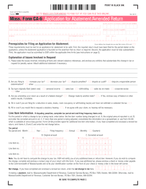 Massachusetts Form CA-6 Application for Abatement/Amended Return