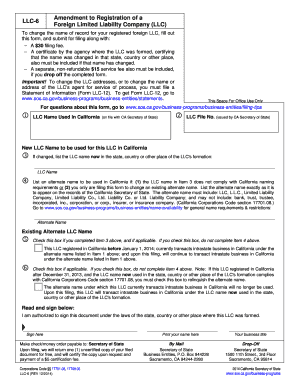 California LLC-6 Amendment Form