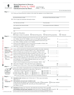 Illinois Individual Income Tax Return Form IL-1040