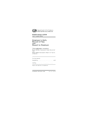 Employee’s Daily Record of Tips and Report to Employer