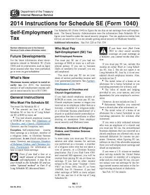 2014 Instructions for Schedule SE (Form 1040)