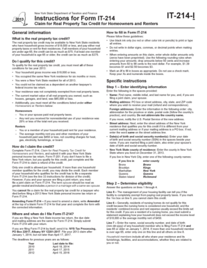 New York Real Property Tax Credit Form IT-214