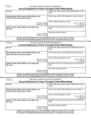 New Mexico Pass-Through Entity Withholding Form