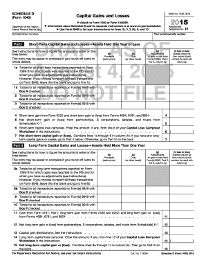 Schedule D Form 1040 Capital Gains and Losses