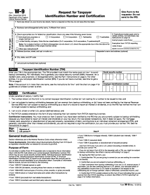 IRS Form W-9 Request for Taxpayer Identification Number and Certification