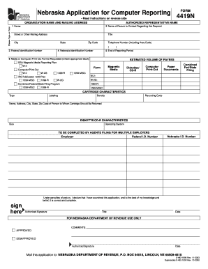 Nebraska Application for Computer Reporting
