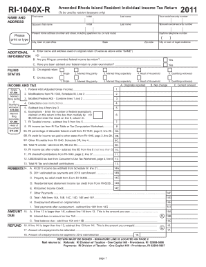 Rhode Island Amended Income Tax Return